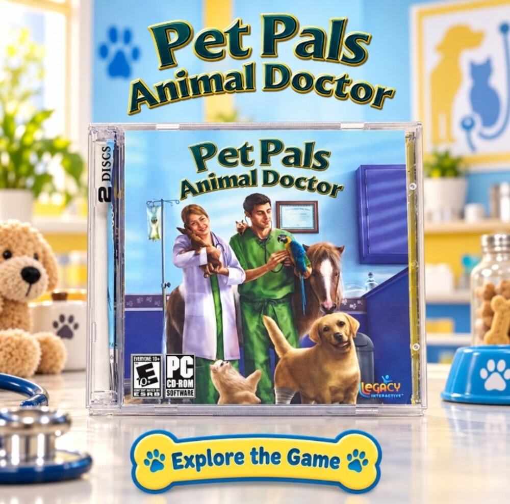 Pet Pals Animal Doctor PC CD ROM Legacy Interactive 2 Discs pre owned